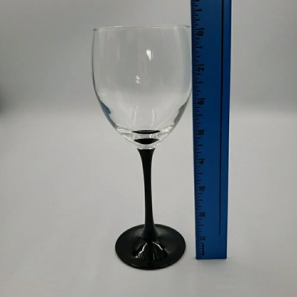 Vintage Black Stemmed Claret Wine Glass 1 Single Luminarc France Nocturne 12 Oz